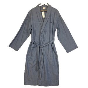 Calvin Klein Mens Robe 100% Cotton Lightweight Blue Chambray Lounger Sz S/M NWT